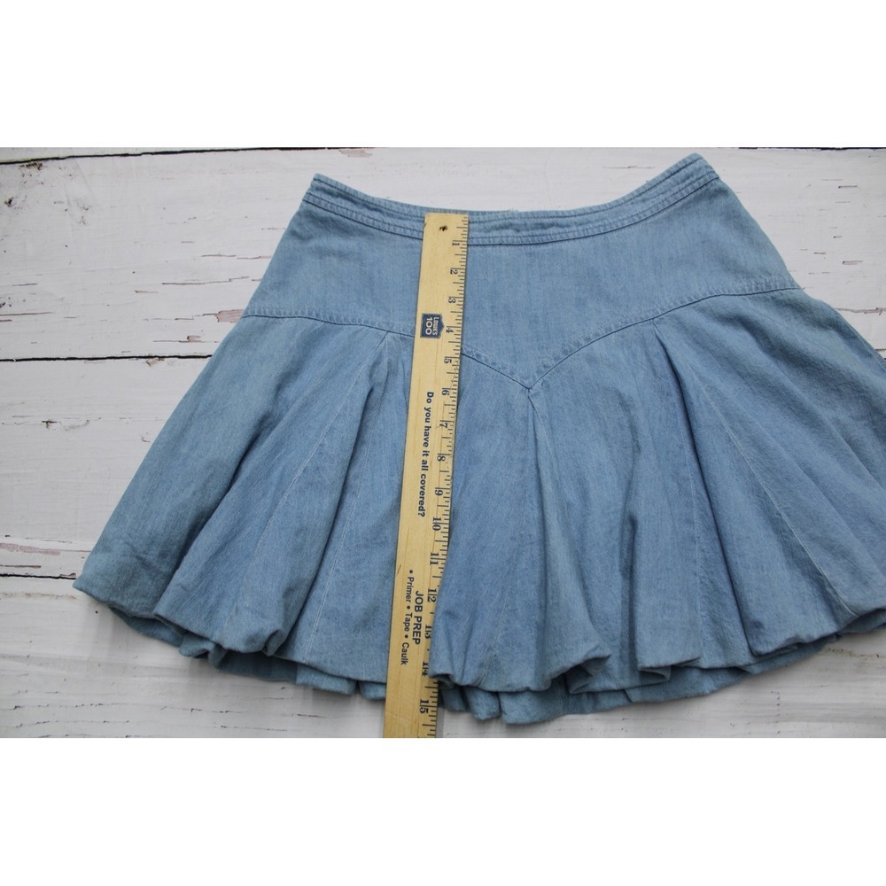 MABLE Light Wash Denim Look Bubble Hem Mini Skirt Blue M Y2K Coquette - Picture 5 of 8